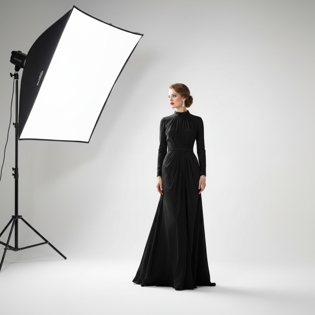 Evening Dress in Classic Black - Model Wearing