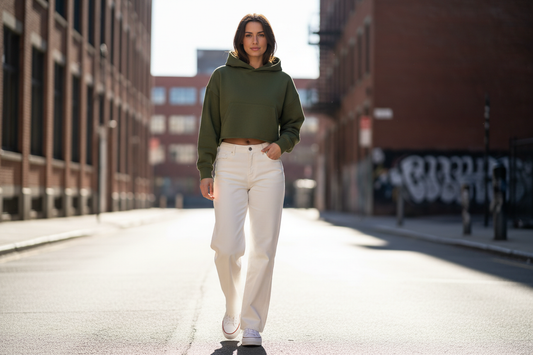 Sand Beige Cropped Hoodie