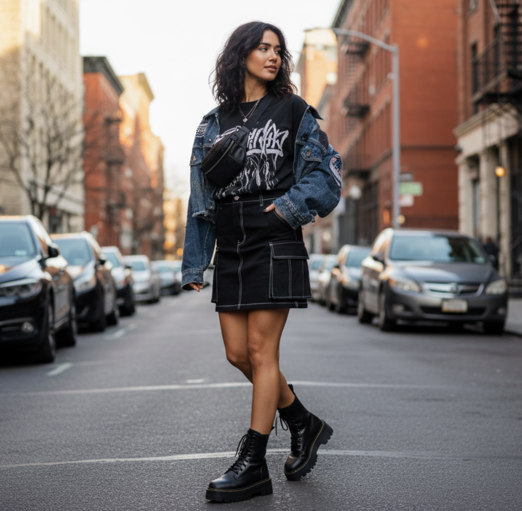 Black Cargo Skirt