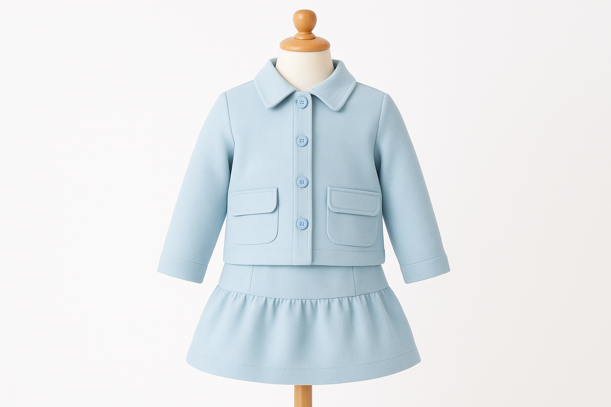 Light blue jacket and skirt set